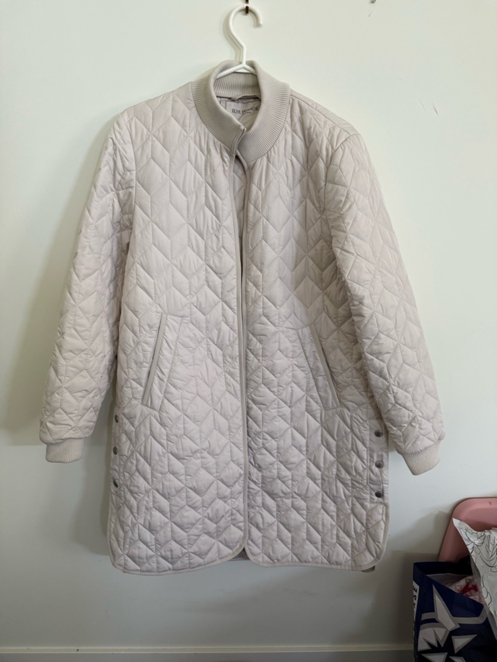Ilse Jacobsen Quilted Long Coat in Light Beige